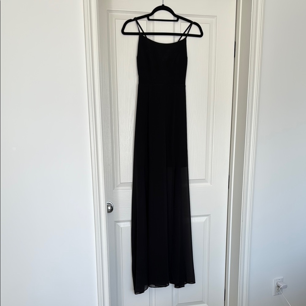EXPRESS Black Corset Full Length Dress with Chiffon Skirt